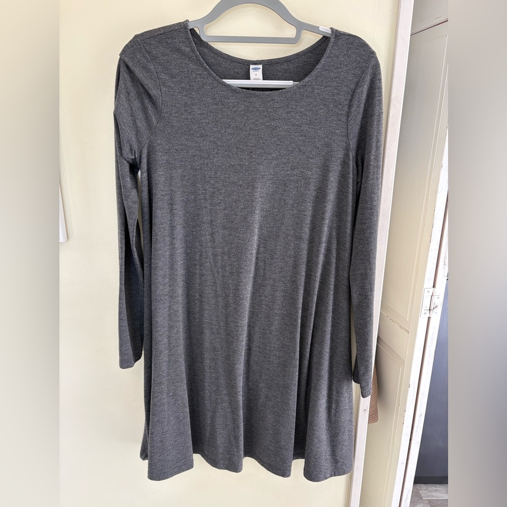 Old Navy Heather Gray Long Sleeve Crew Neck Dress